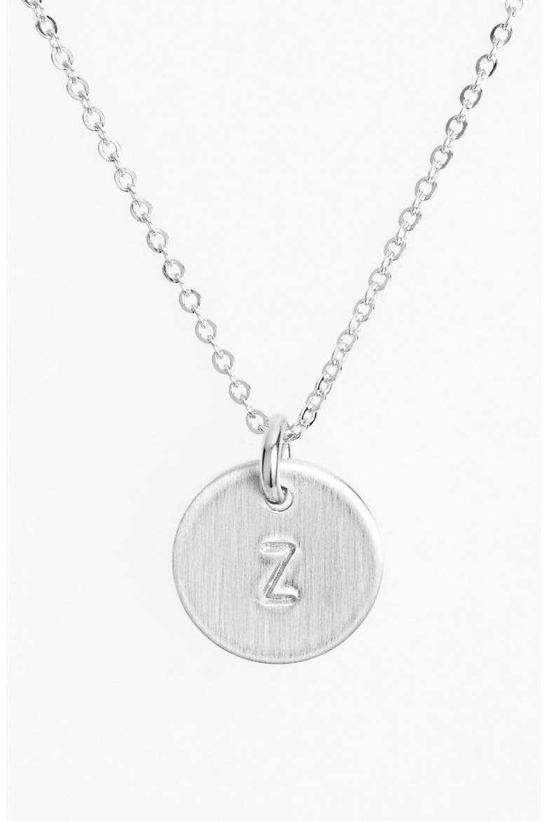 Sterling Silver Initial Mini Disc Necklace, Main, color, STERLING SILVER Z