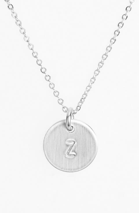 Sterling Silver Initial Mini Disc Necklace
