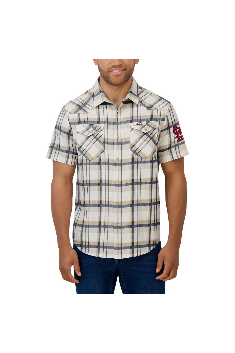 Men's Darius Rucker Collection by Fanatics Navy St. Louis Cardinals Plaid Full-Snap Shirt, Alternate, color, Cream