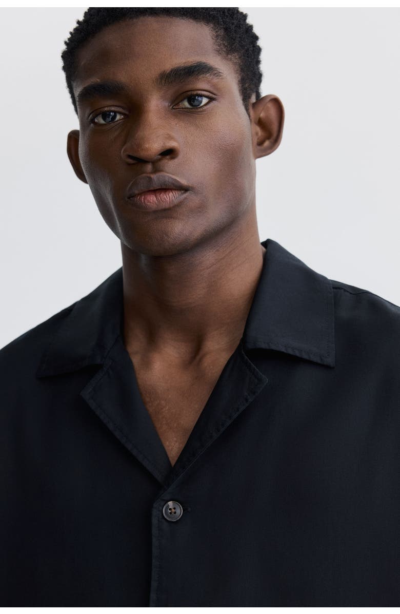 H&M Relaxed Fit Resort Shirt, Alternate, color, Black
