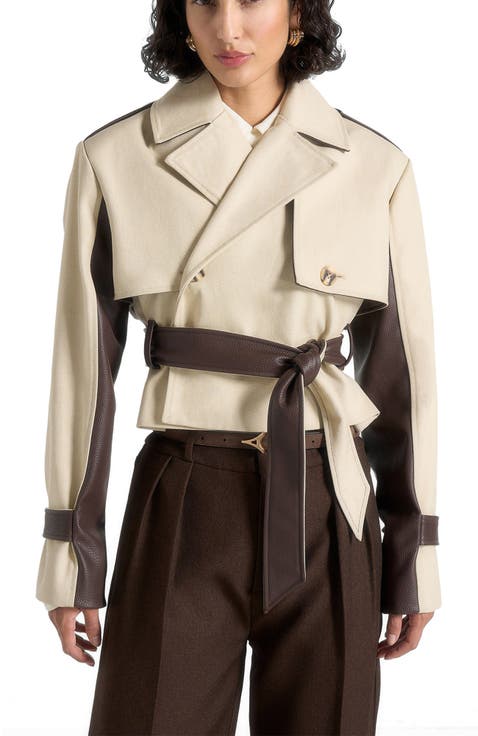 Lelia Cropped Gabardine Trench Coat With Belt