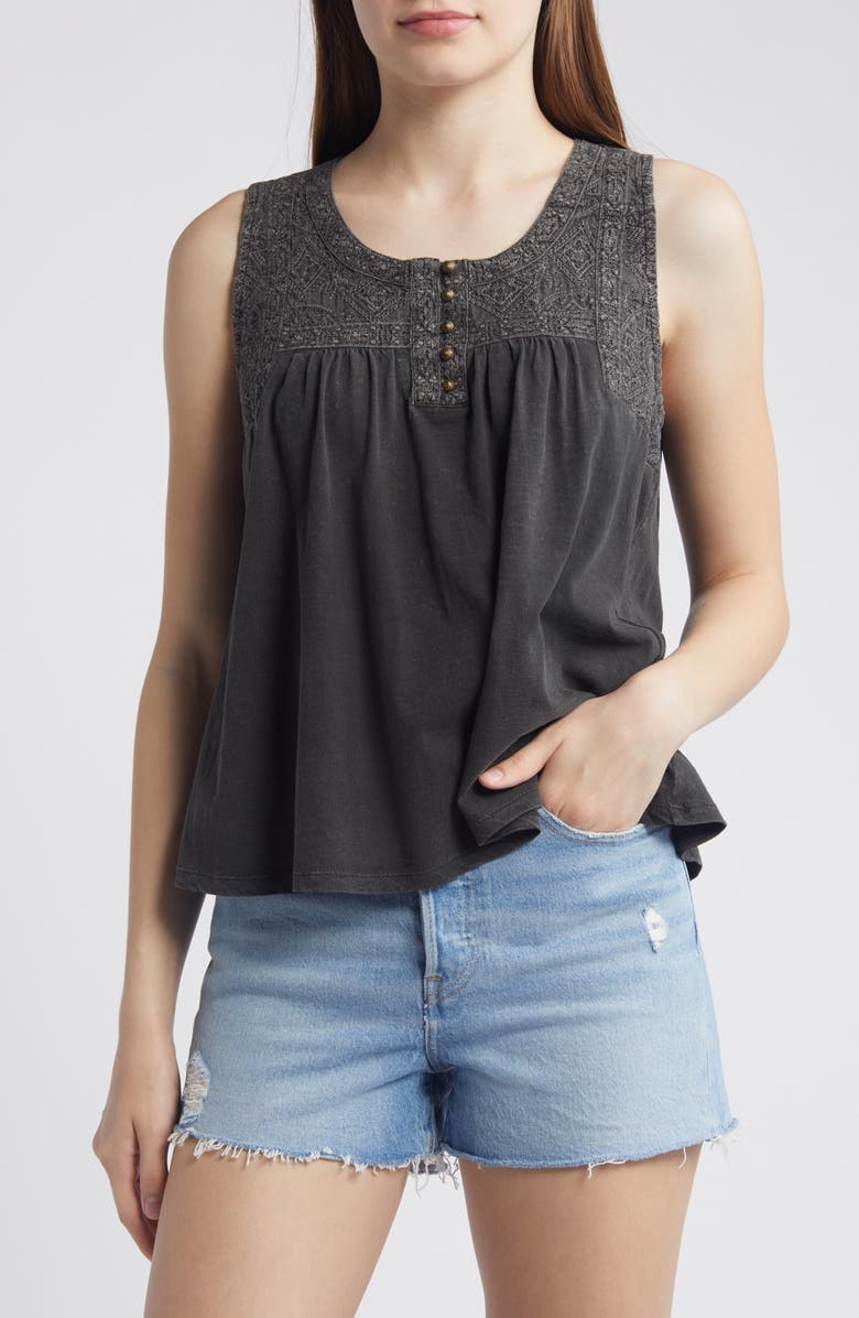 Lucky Brand Embroidered Yoke Tank Top, Main, color,