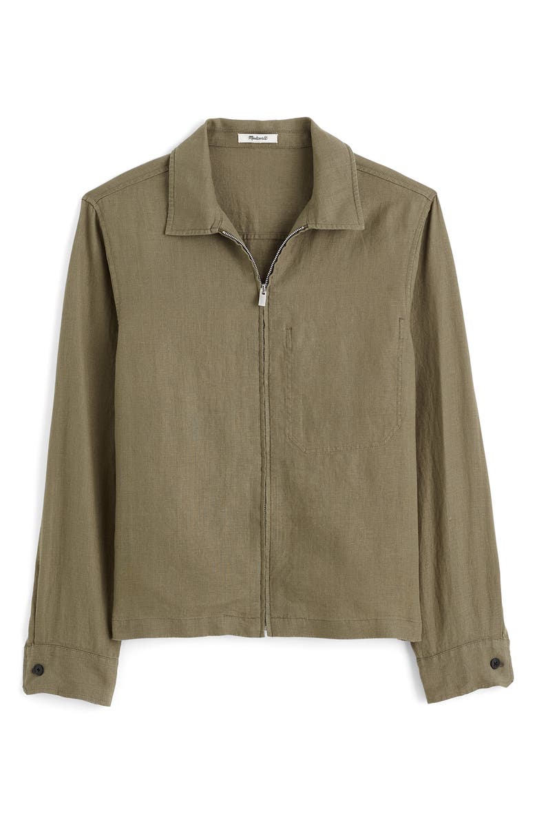 Madewell Linen Zip Front Shirt Jacket, Alternate, color, Pressed Sage