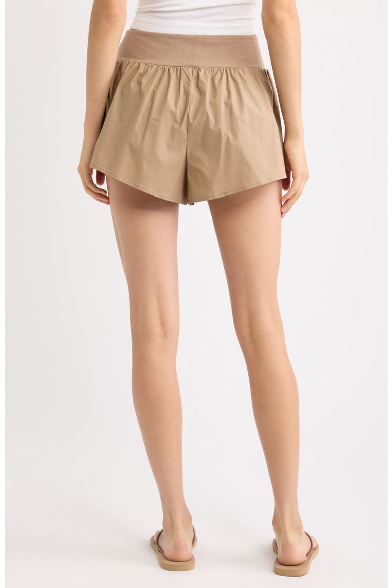 Woven Stretch Cotton Flutter Shorts, Alternate, color, DESERT