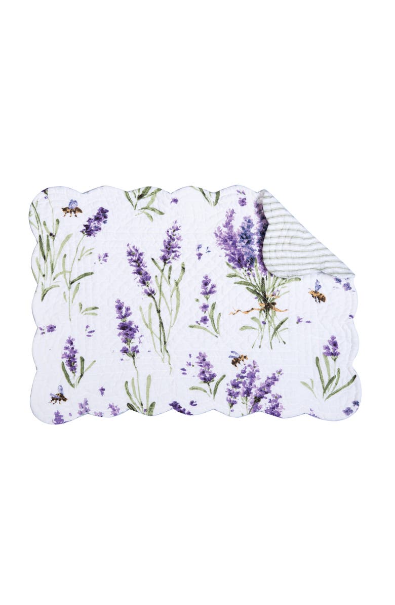 C&F Home Lavender Fields Reversible Machine Washable Scallop Quilt Placemats Set of 6, Alternate, color, Purple