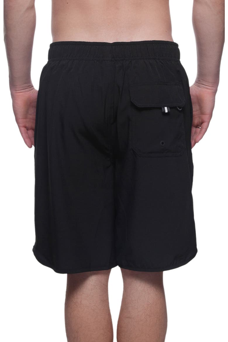 Quick-Dry Stretch Swim Trunks with Adjustable Waistband, Alternate, color, Black