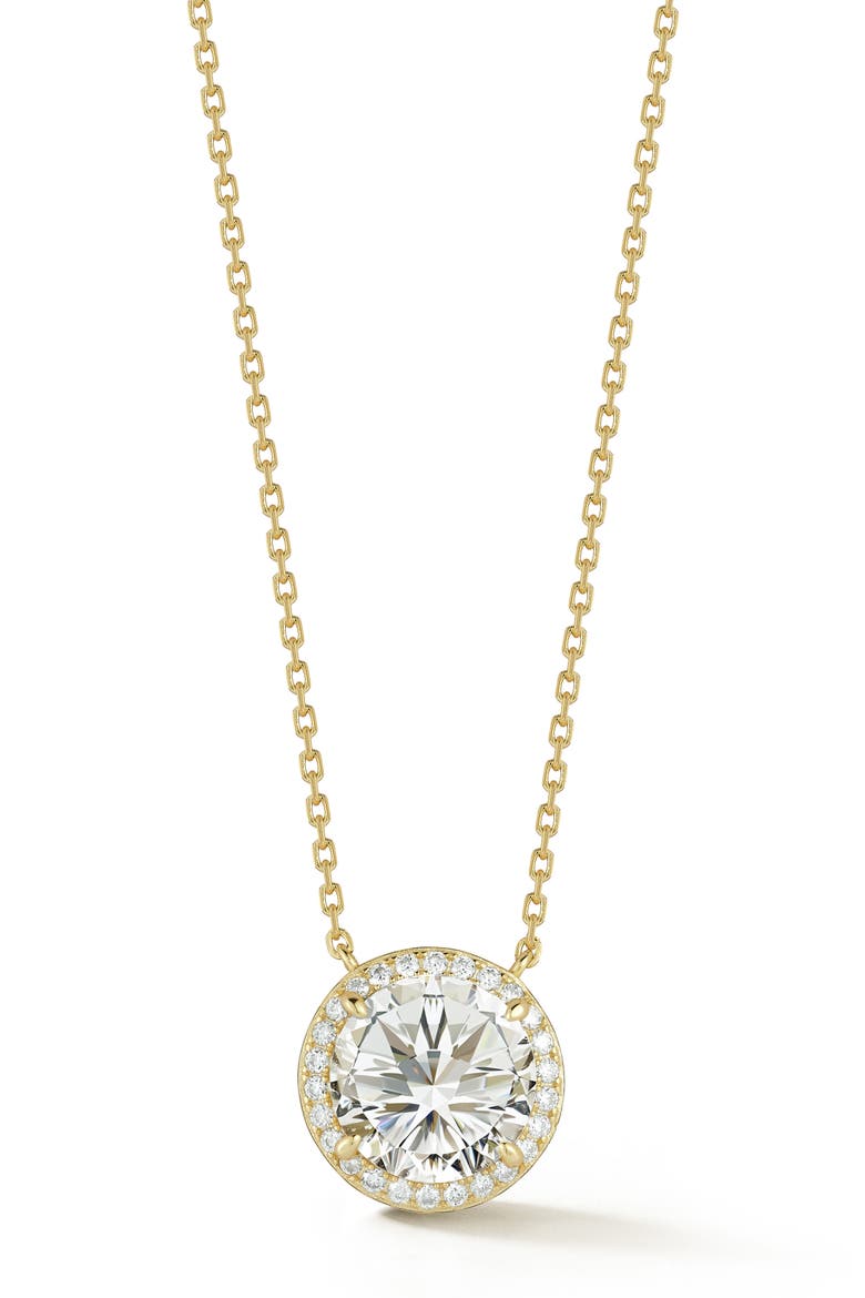 Round Moissanite Halo Pendant Necklace, Main, color, GOLD