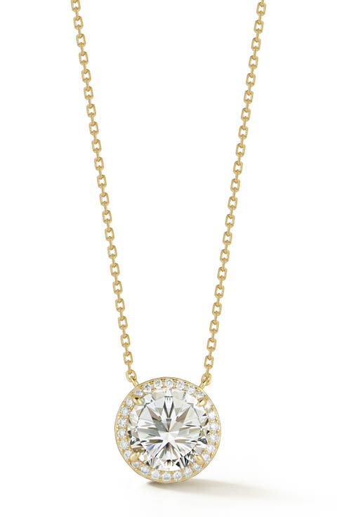 Round Moissanite Halo Pendant Necklace