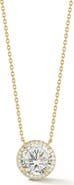 GLAZE JEWELRY Round Moissanite Halo Pendant Necklace