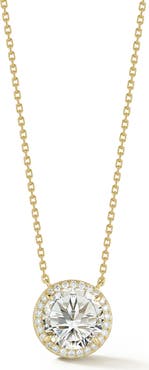 GLAZE JEWELRY Round Moissanite Halo Pendant Necklace