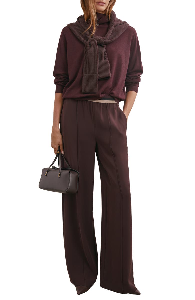 Reiss Sonnie Stripe Waist Wide Leg Pants, Alternate, color, Burgundy
