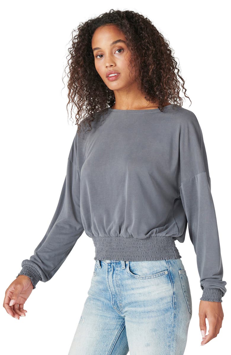 Lucky Brand Smock Waist Long Sleeve T-Shirt, Alternate, color, 