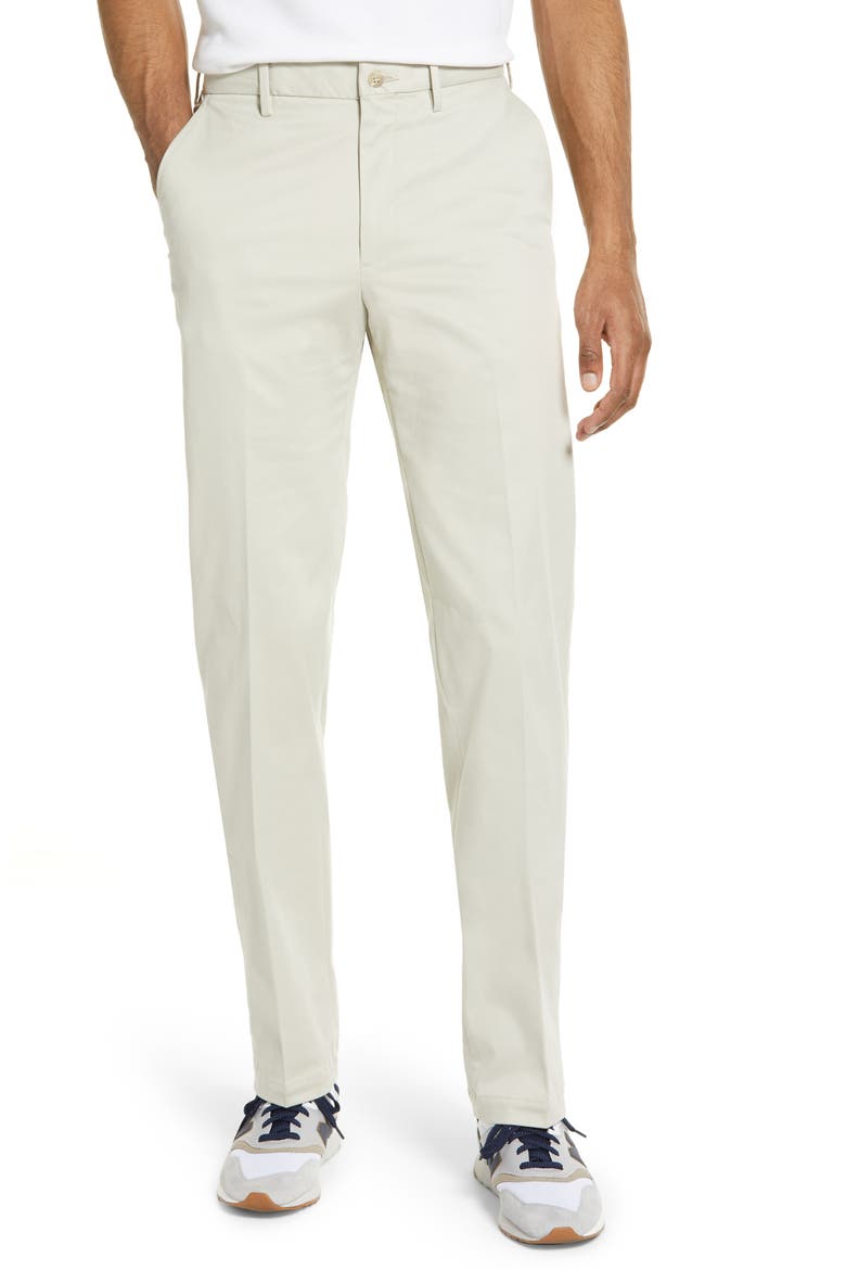 Stretch Cotton Flat Front Pants, Main, color, STONE