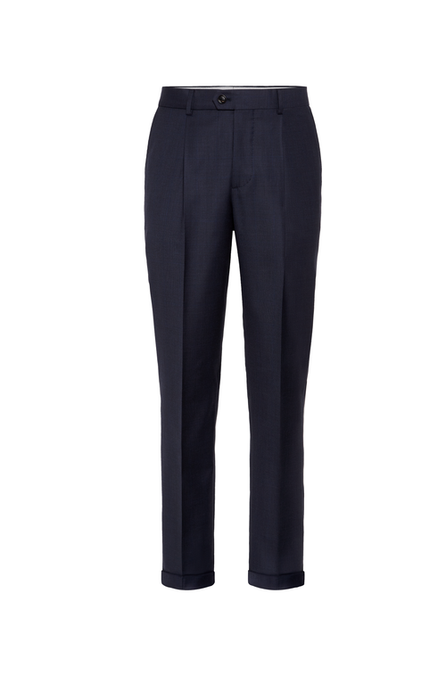 Brunello Cucinelli Straight-leg Pleated Wool-flannel Trousers In Blue