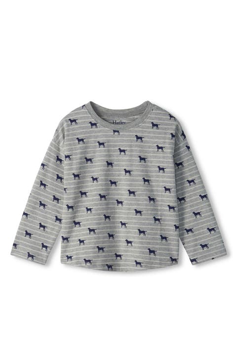 Tiny Pup Stripe Long Sleeve Cotton T-Shirt