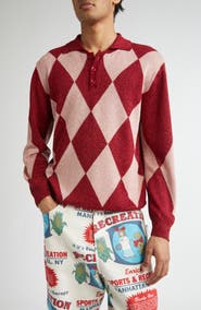 Bode Jockey Metallic Argyle Polo