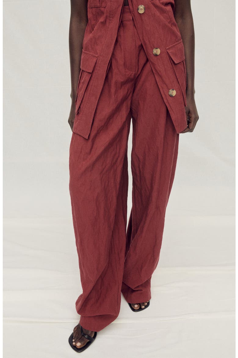 Pleated Wide Leg Pants, Alternate, color, WINE
