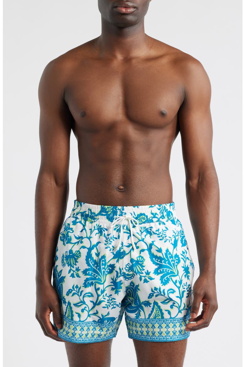 Roma Floral Swim Trunks, Main, color, STAMPA F.DO VERDE