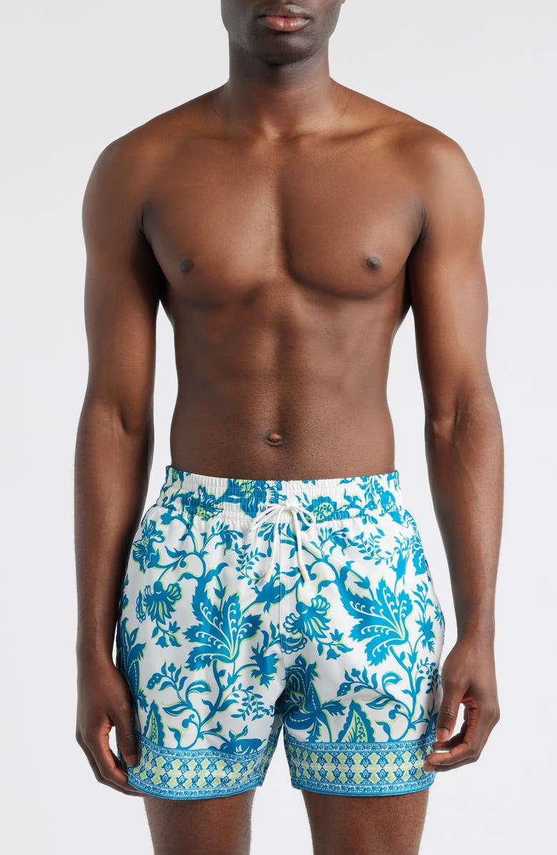 Etro Roma Floral Swim Trunks, Main, color, Stampa F.do Verde