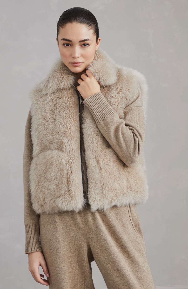 Brunello Cucinelli Shearling reversible vest, Alternate, color, 