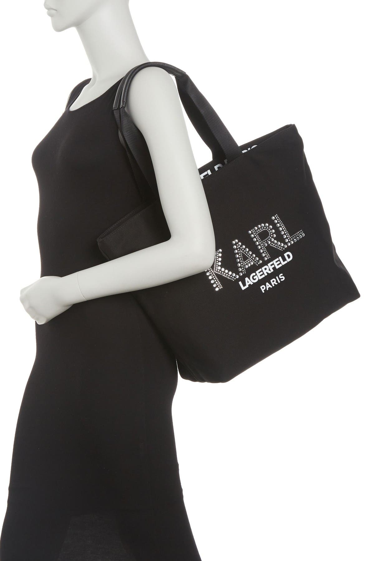 Kristen Logo Tote, Alternate, color, BLK/STUD LOGO