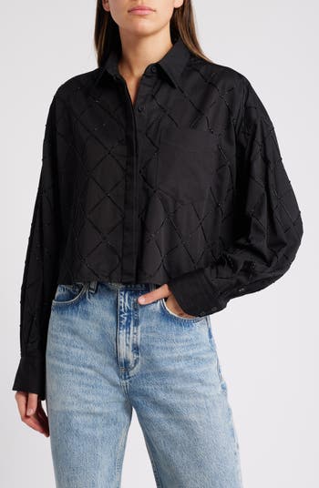 売れ筋商品|||ラグアンドボーン シャツ レディース トップス BEATRICE - Button-down blouse - black rag & bone Beatrice Beaded Button-Up Shirt | Nordstrom