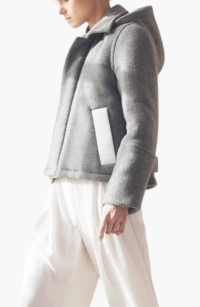 CAALO Sustainable Down Wool Hooded Coat, Alternate, color, Gray