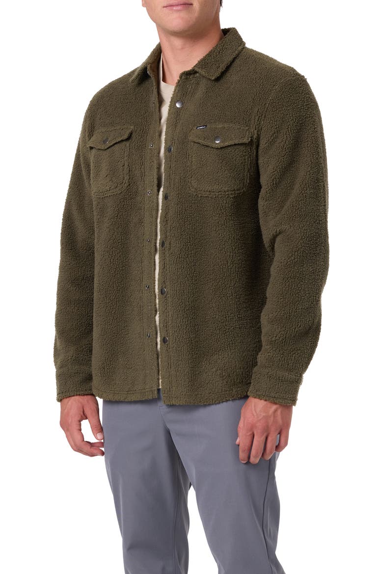 Glacier Solid Superfleece Snap-Up Overshirt, Alternate, color, ARMY