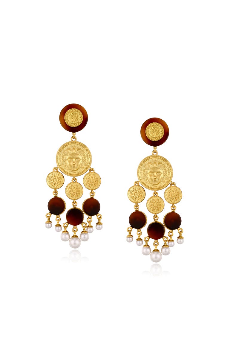 Retro Coin Tassel Earrings, Main, color, Gold & Red