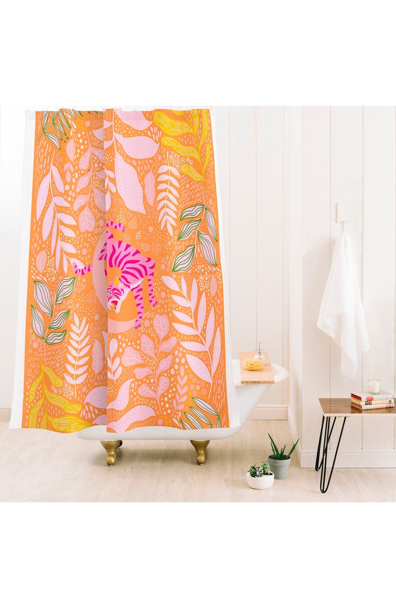 Deny Designs Tangerine Shower Curtain, Alternate, color, Orange