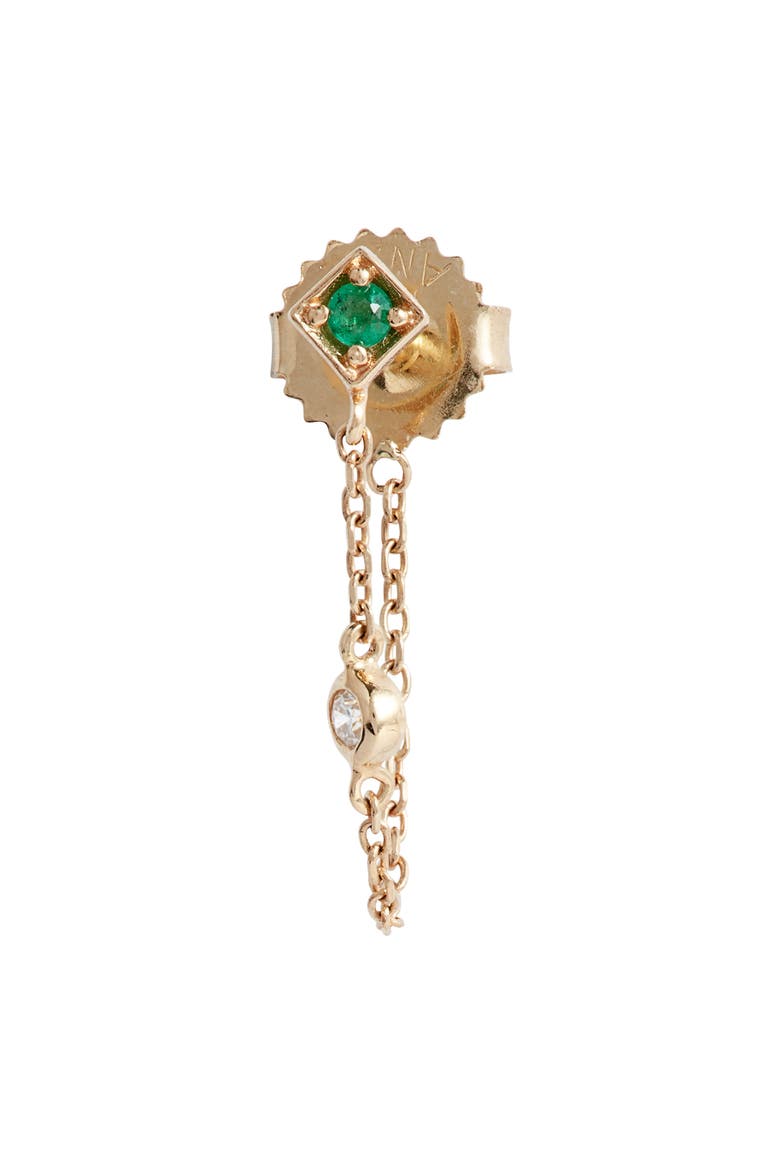 Cléo Emerald & Diamond Front/Back Earrings, Alternate, color, GREEN/ GOLD