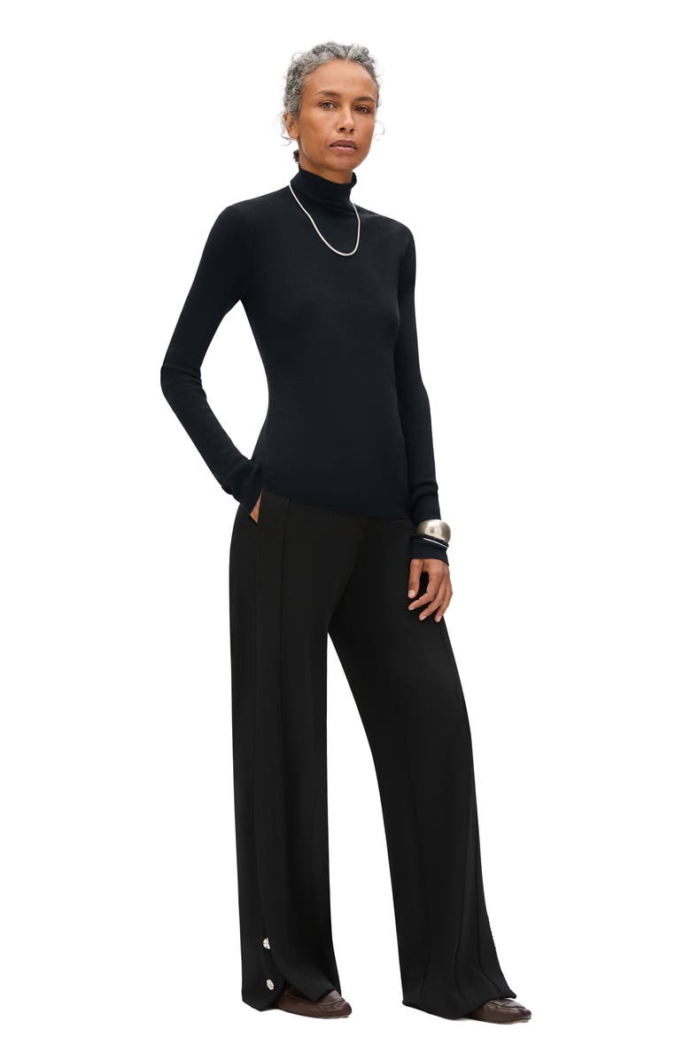 Another Tomorrow Rib Knitwear Turtleneck, Alternate, color, Black