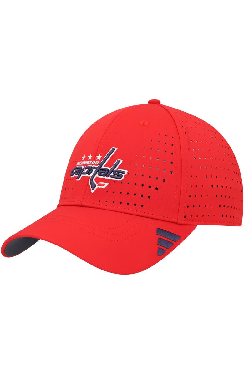 adidas Men's adidas Red Washington Capitals Laser Perforated AEROREADY Adjustable Hat, Main, color, 
