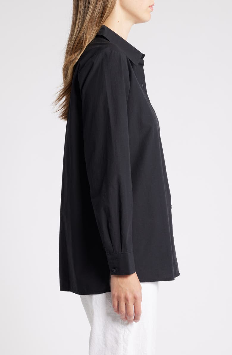 Eileen Fisher Classic Collar Easy Organic Cotton Button-Up Shirt, Alternate, color, Black