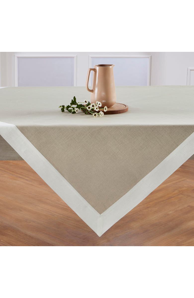 Solino Home Linen Table Throw - Contempo, 52" x 52" Inch, Alternate, color, White And Natural