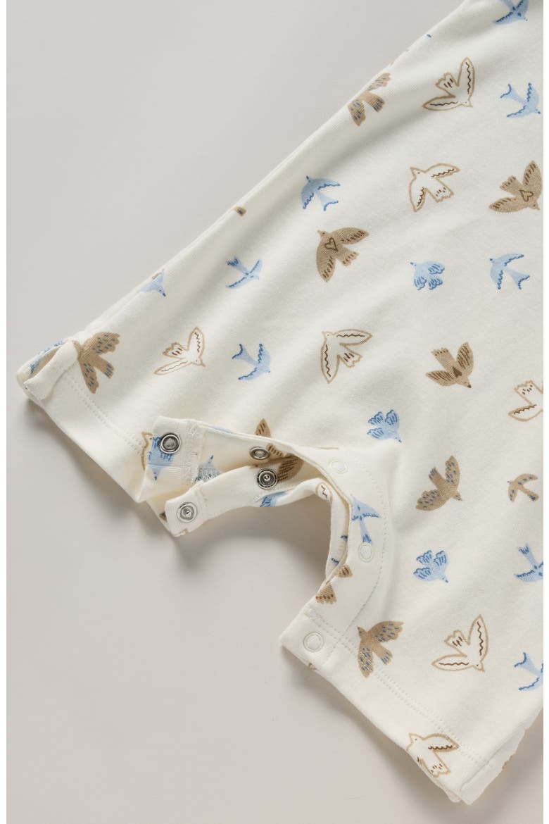 Print Romper & Hat Set, Alternate, color, IVORY- TAN HEART BIRDS