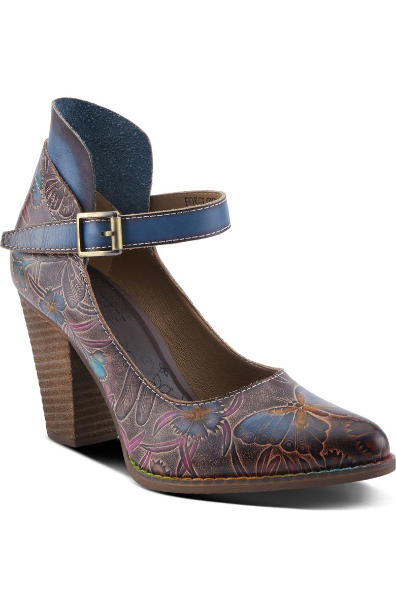 L'Artiste by Spring Step Foxglove Ankle Strap Pump, Main, color, Chocolate Multi