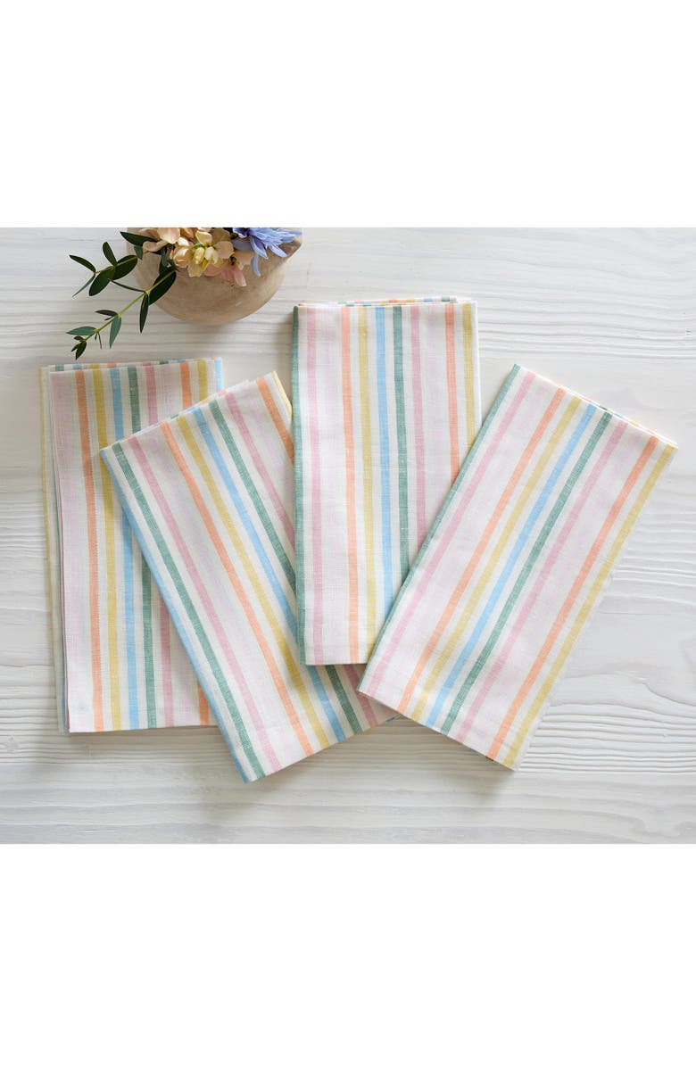 Solino Home Linen Dinner Napkins - Julia, 20" x 20" Inch, Main, color, Muted Pastel Stripe