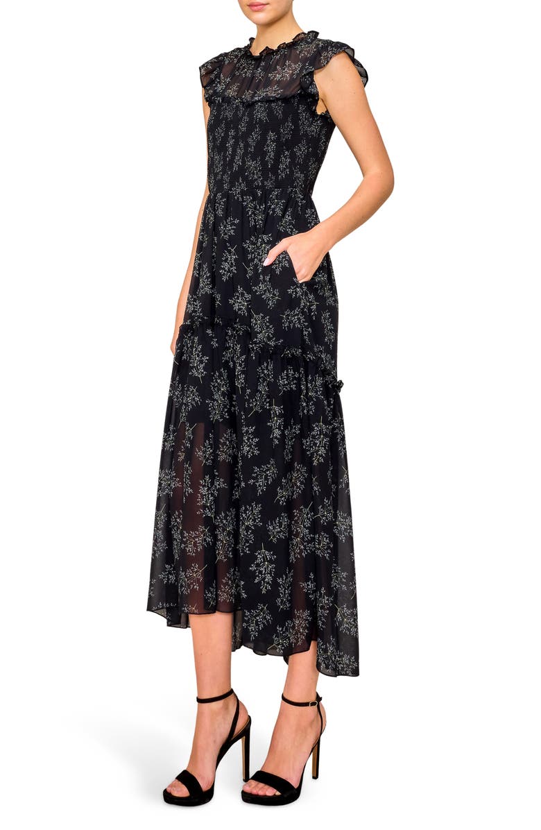 MELLODAY Ruffle Sleeveless Fit & Flare Chiffon Maxi Dress, Alternate, color, 