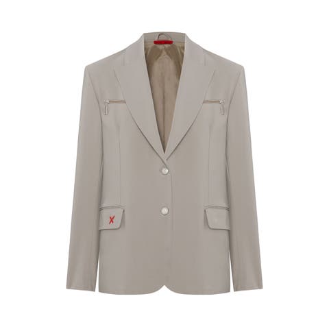 Cotton Zip Detail Woven Blazer