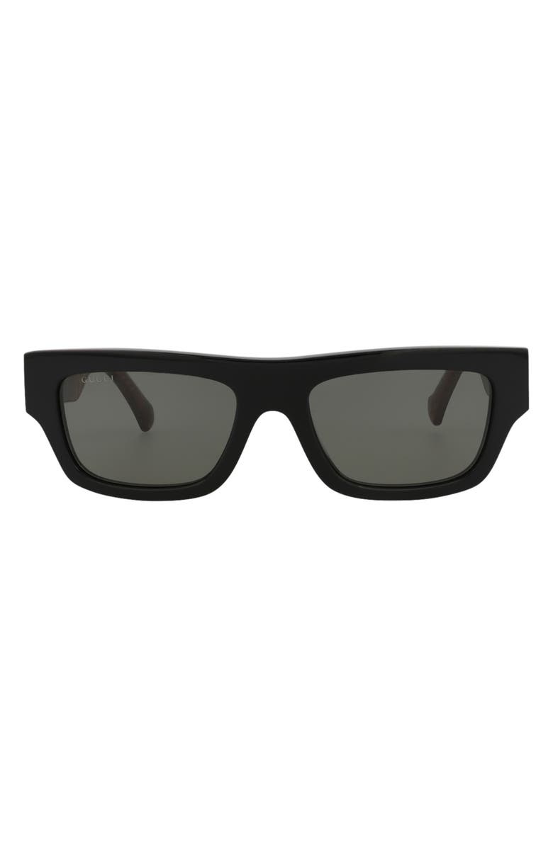 Gucci Novelty 55mm Rectangular Sunglasses, Main, color, Black Havana Grey