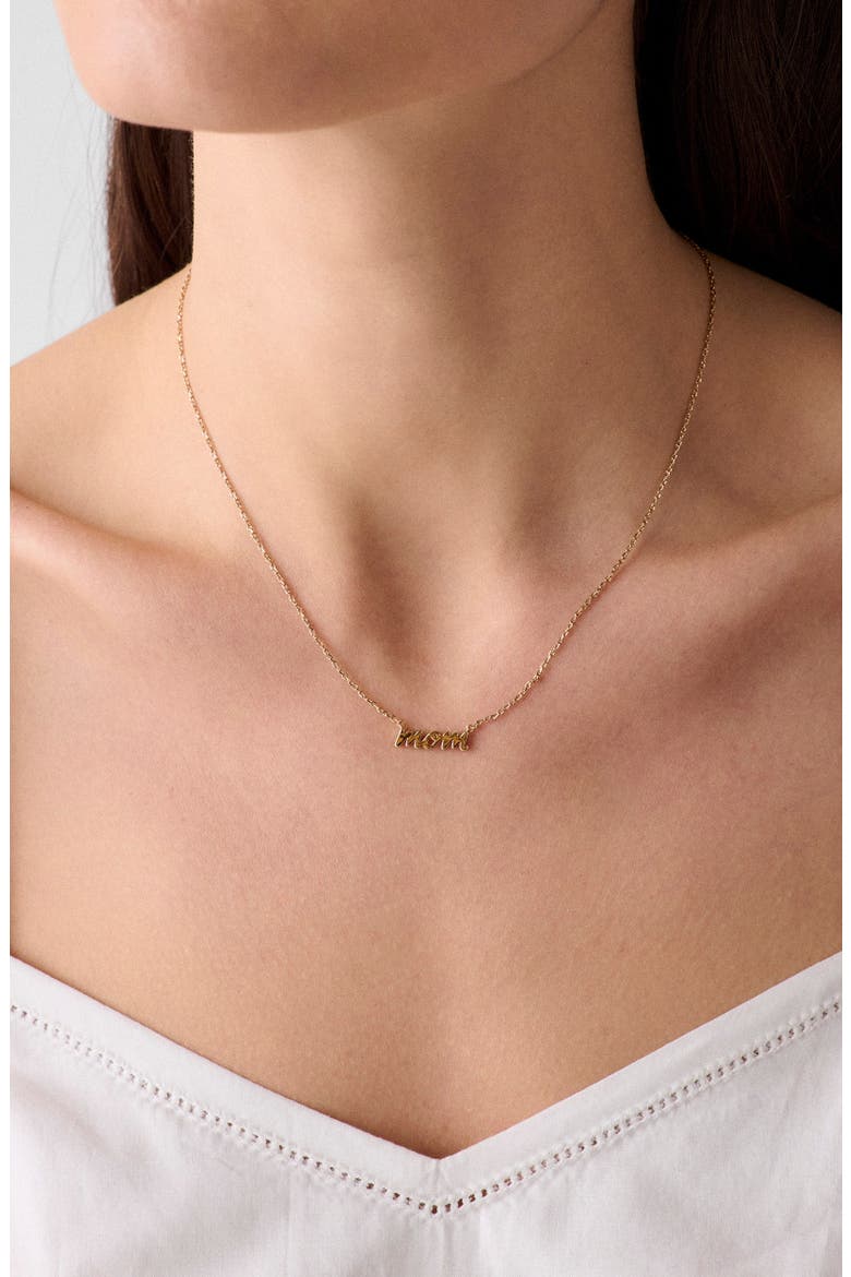 dear mom pendant necklace, Alternate, color, GOLD