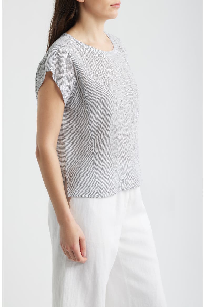Organic Linen Square Top, Alternate, color, WHITE/ BLACK