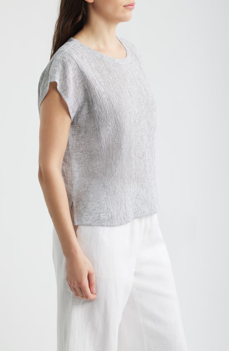Eileen Fisher Organic Linen Square Top, Alternate, color, White/ Black