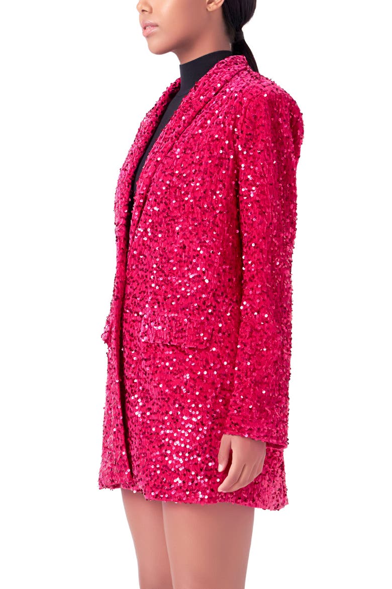 Sequins Velvet Blazer, Alternate, color, FUCHSIA