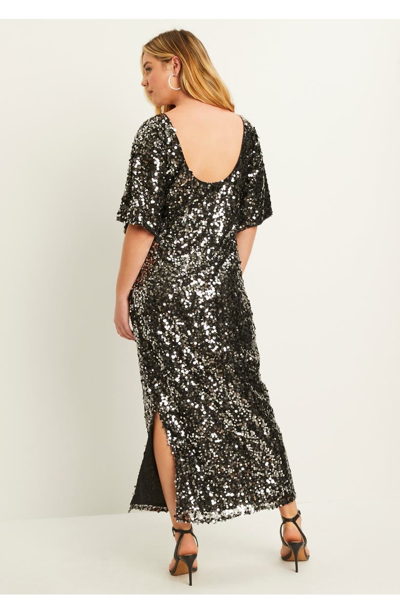 June + Vie Sequin Midi Dress, Alternate, color, Dark Berry