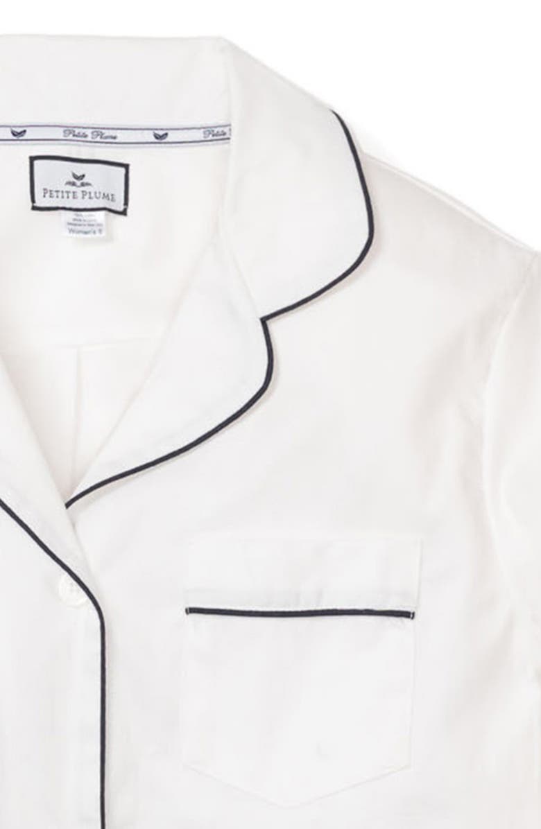 Petite Plume Women's Contrast Piping Pajamas, Alternate, color, White