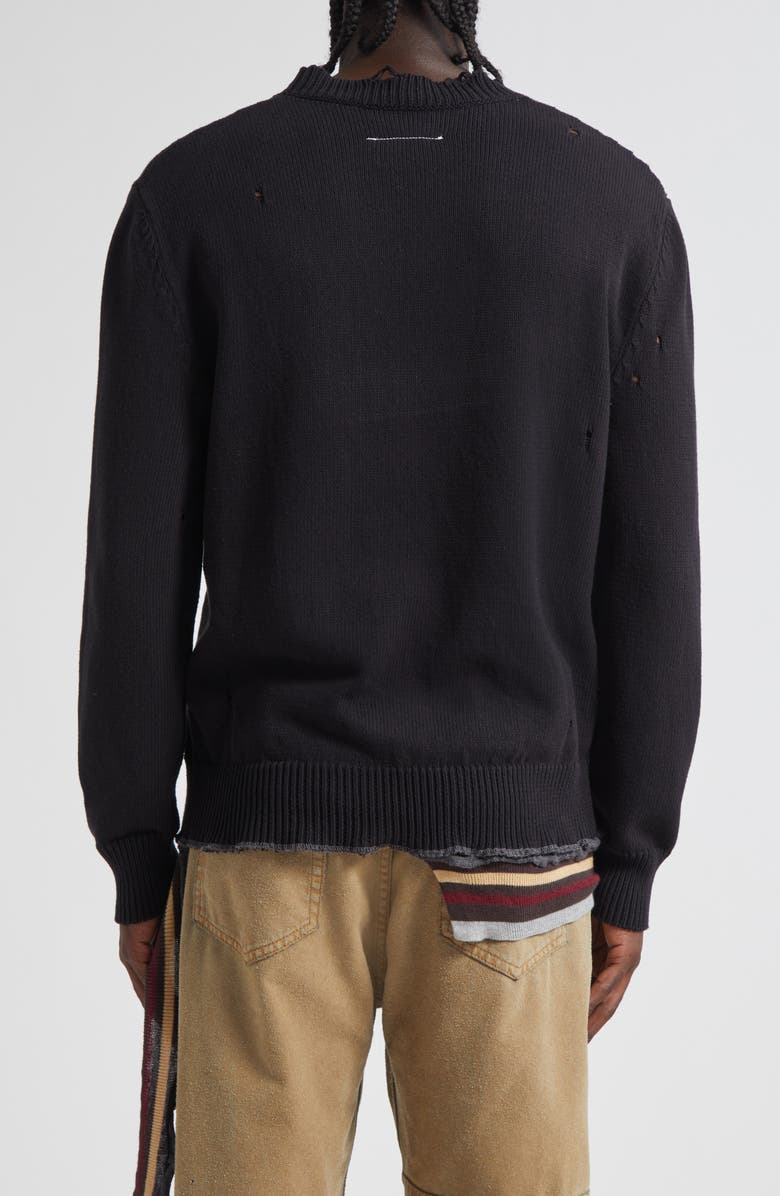 MM6 Maison Margiela Distressed Crewneck Sweater, Alternate, color, Black-Multicolor