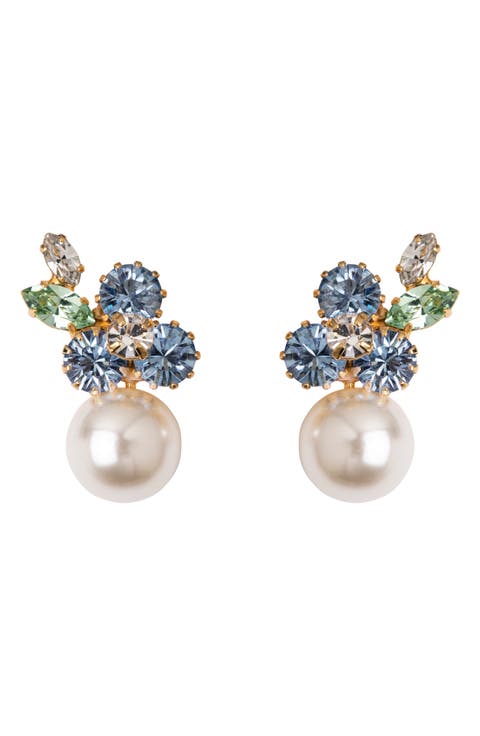 Vivi Crystal & Faux Pearl Drop Earrings