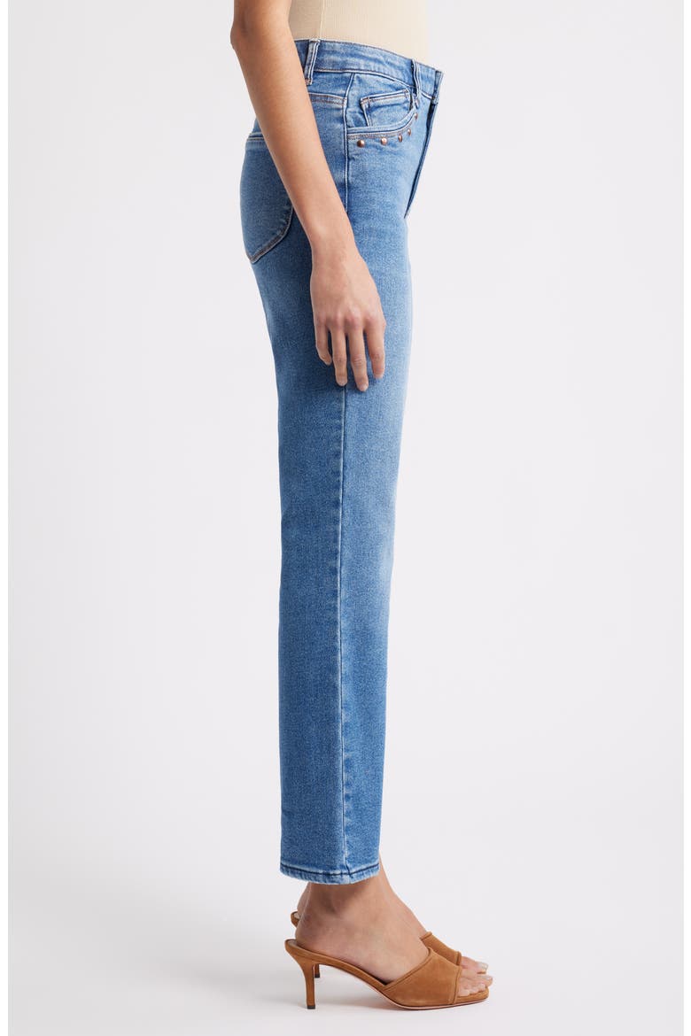 Bennett Studded High Waist Ankle Barely Bootcut Jeans, Alternate, color, MID BLUE ARTISANAL